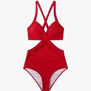 Red Cutout One-Piece Swimsuit